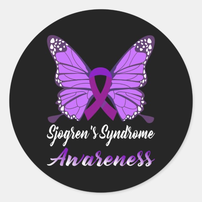 Sticker Rond Sjogren's Syndrome Sensibilisation Papillon Suppor (Devant)