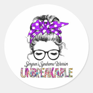 Sticker Rond Sjorgren's Syndrome Awareness Ribbon Support Cadea
