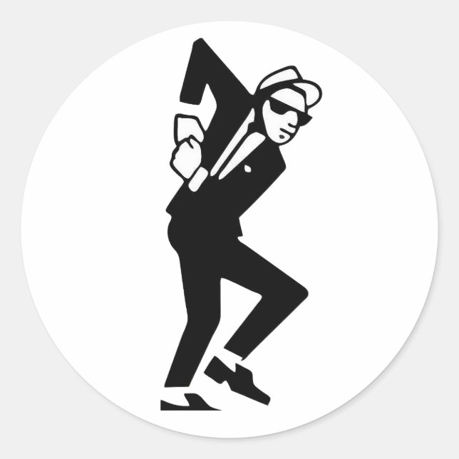 Sticker Rond SKA Music Guy Dancing - ska Music (Devant)