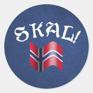 Sticker Rond Skal Norwegian Drapeau Norvège Dorer Toast