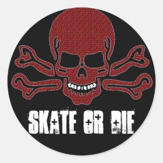 Sticker Rond skate ou die rouge texturé