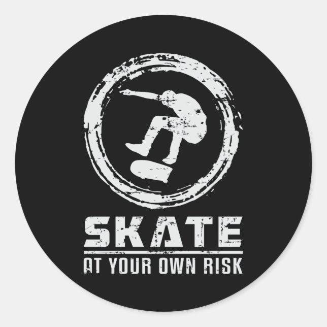 Sticker Rond Skate Skate Skateboard Idée cadeau (Devant)