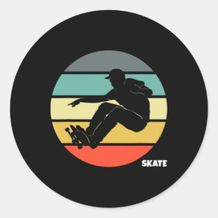 Sticker Rond Skate Skateboard Rétro Vintage Skateboardeur Ska