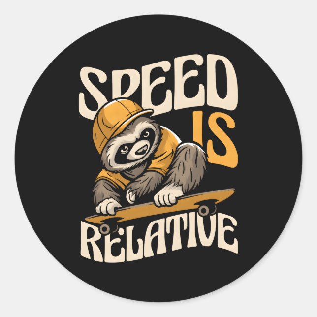 Sticker Rond Skate Skateboard Skateboard Skateboard Sloth (Devant)