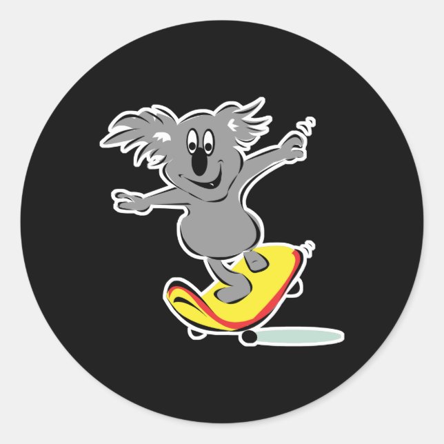 Sticker Rond skateboard amusant koala bear (Devant)