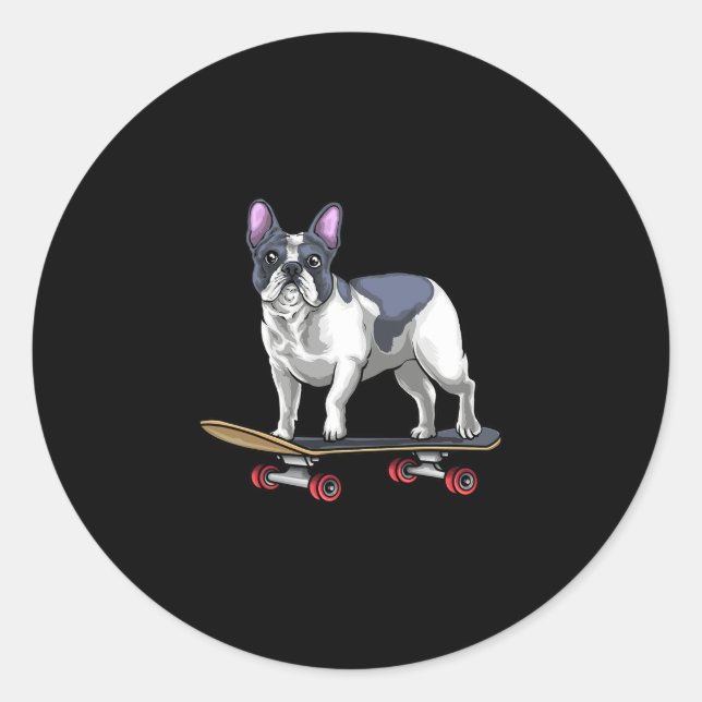 Sticker Rond Skateboard Bulldog (Devant)