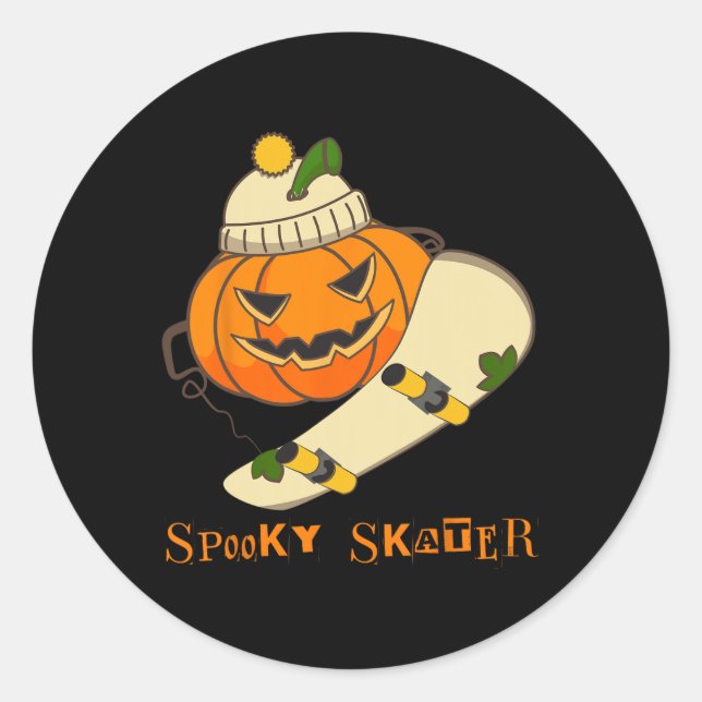 Sticker Rond Skateboard citrouille Halloween Costume amusant Sk (Devant)