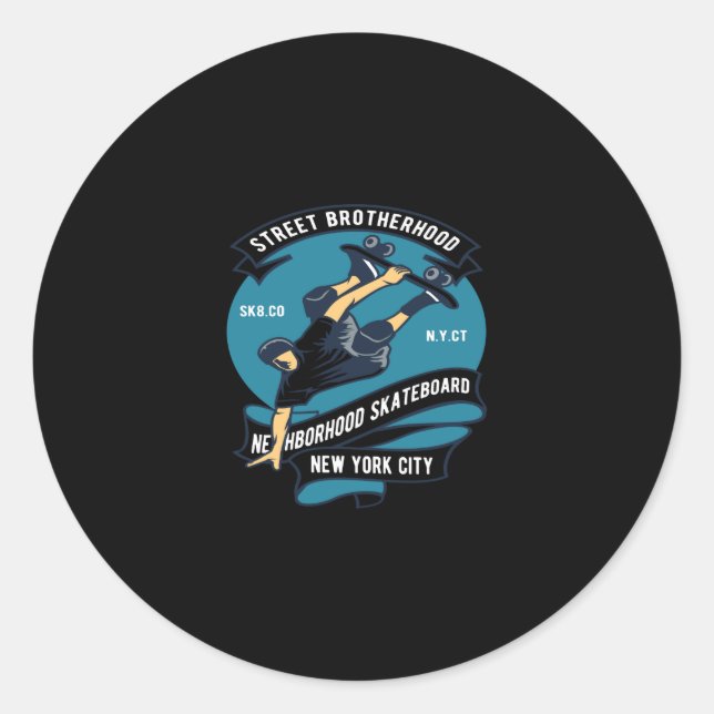 Sticker Rond skateboard du quartier de street brotherhood (Devant)