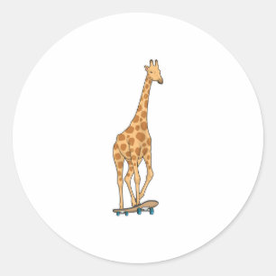 Sticker Rond Skateboard girafe