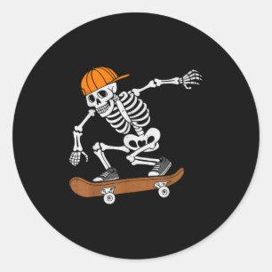 Sticker Rond Skateboard Halloween Costume Skeleton Skateboardin