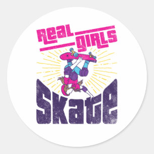 Sticker Rond Skateboard Real Girls Patinage