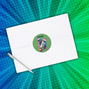 Sticker Rond Skateboard Skater Joyeux Anniversaire Monogramme G