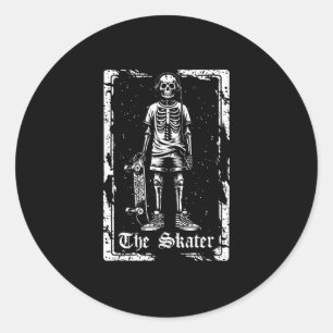 Sticker Rond Skateboard Skateur Planche à Roulettes - Squelette