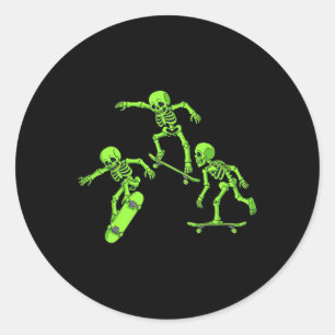 Sticker Rond Skateboard Skeletons Halloween Sketons Garçons Enf