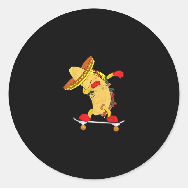 Sticker Rond Skateboard Taco On Skateboard - Patinage-cadeaux (Devant)