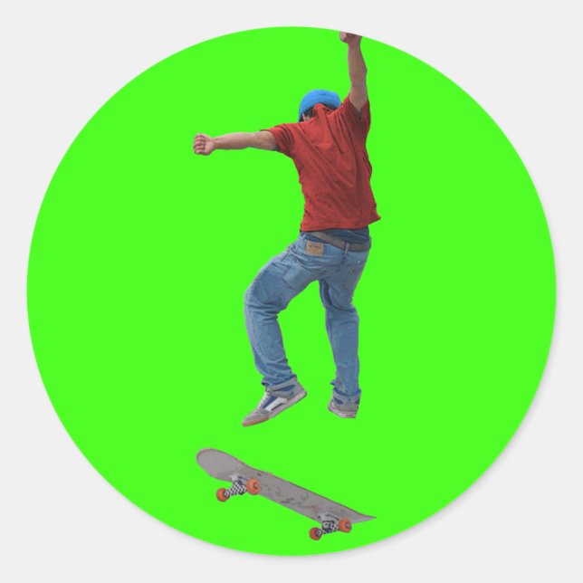 Sticker Rond Skateboarder obtenir quelques Air Action Street Ku (Devant)