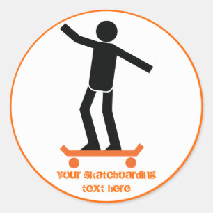Sticker Rond Skateboardeur sur son skateboard personnalisé