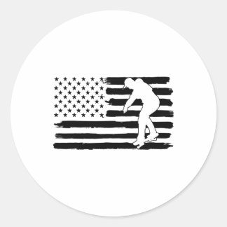 Sticker Rond Skateboarding Usa Flag