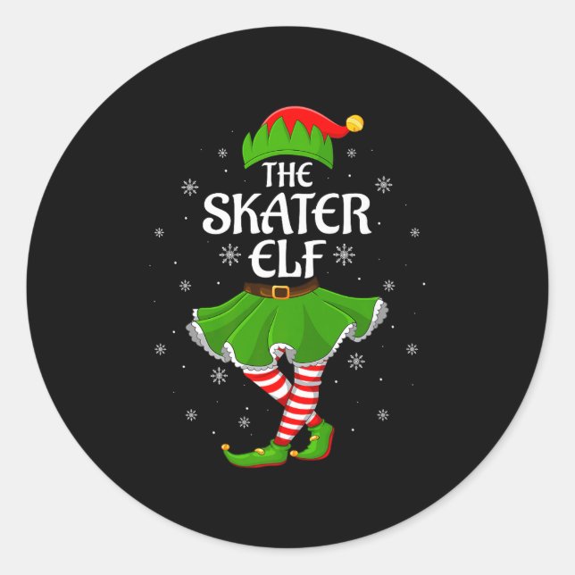 Sticker Rond Skater Elf Christmas Family Girls Women Elf Squad  (Devant)