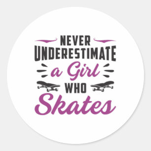 Sticker Rond Skater Girl Girl Patinage Skateboard Drôle cadeau