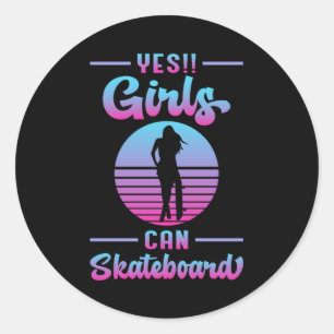 Sticker Rond Skater Girl Sk8 Girl Skateboard Skateboard Idée ca
