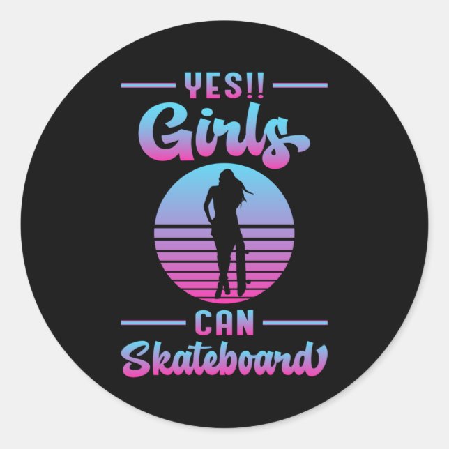 Sticker Rond Skater Girl Sk8 Girl Skateboard Skateboard Idée ca (Devant)