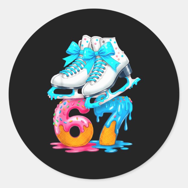 Sticker Rond Skating Ice Cream Drip Number 67 Player 67th Birth (Devant)