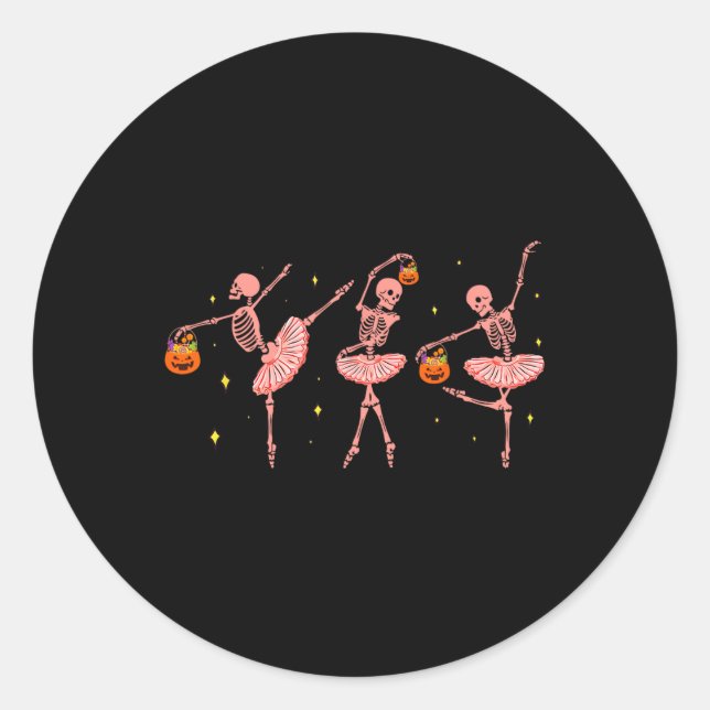 Sticker Rond Skeleton Ballerina Halloween Jack-o'-lantern Danse (Devant)