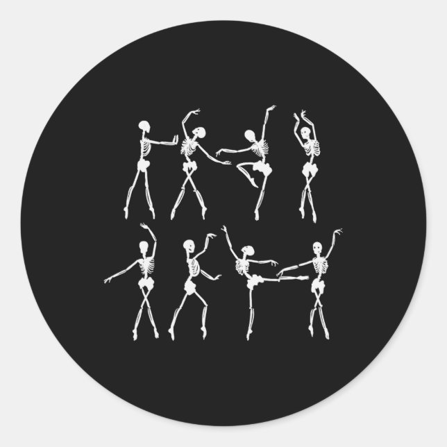 Sticker Rond Skeleton Ballerinas Ballet Dance Cute Halloween Co (Devant)