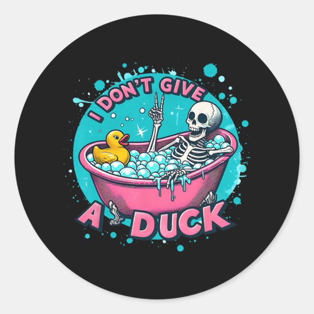 Sticker Rond Skeleton Bath Humour Caoutchouc Canard Funny Hallo (Devant)