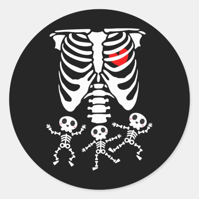 Sticker Rond Skeleton Bébé Halloween Grossesse Couples Costumes (Devant)