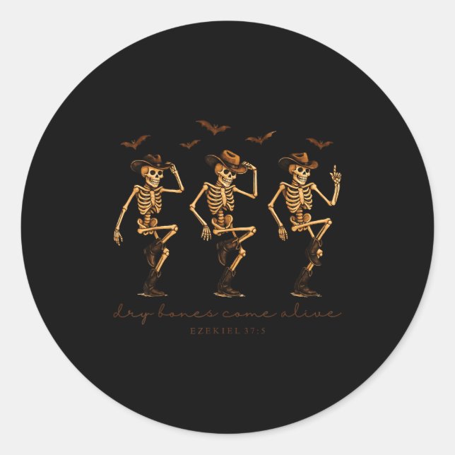 Sticker Rond Skeleton Bible Verse Dry Bones Come Alive Christia (Devant)