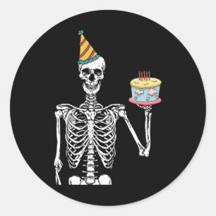 Sticker Rond Skeleton Birthday Party Lazy Halloween Costume Fun