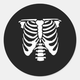 Sticker Rond Skeleton Cage de côtes de la poitrine Os Halloween