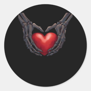 Sticker Rond Skeleton Coeur main