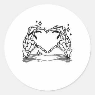 Sticker Rond Skeleton Coeur main drôle Design