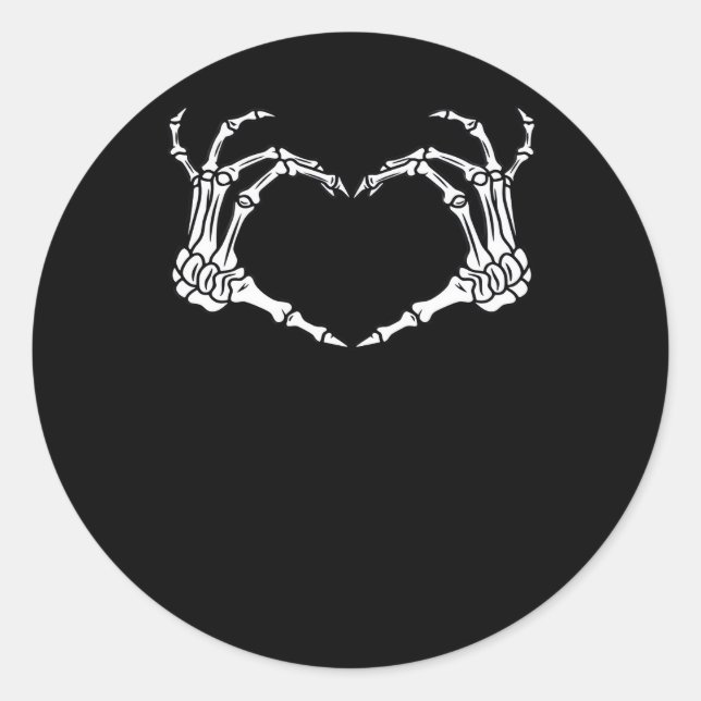 Sticker Rond Skeleton Coeur main Halloween Design (Devant)