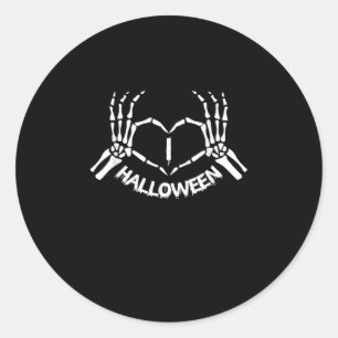Sticker Rond Skeleton Coeur main Lazy Costume d'Halloween drôle