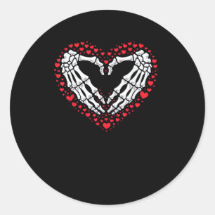 Sticker Rond Skeleton Coeur main Valentines Jour Drôle Couple C