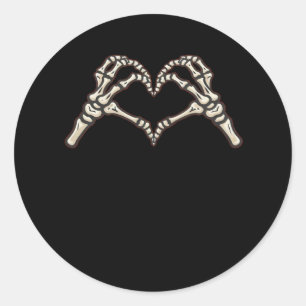 Sticker Rond Skeleton conception de coeur main