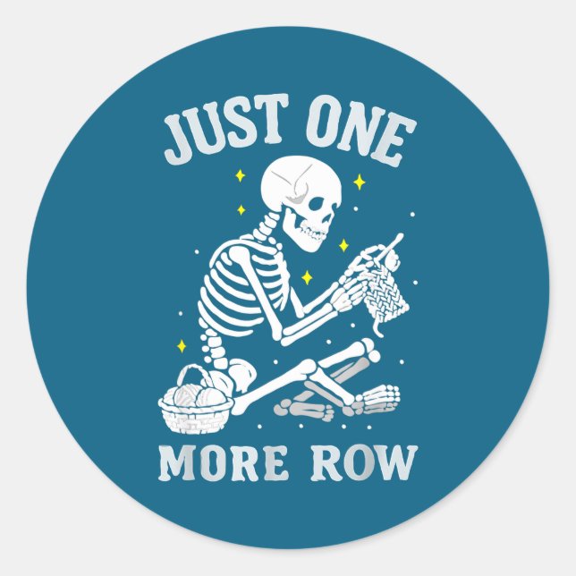 Sticker Rond Skeleton Crochet Crafter Tee Just One More Row  (Devant)