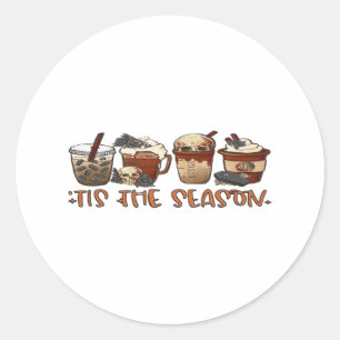 Sticker Rond Skeleton Cups café Lover café