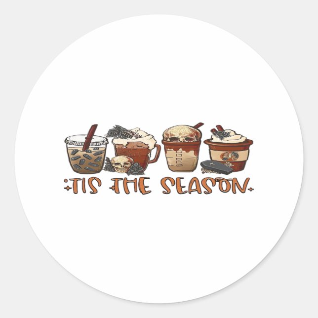 Sticker Rond Skeleton Cups café Lover café (Devant)