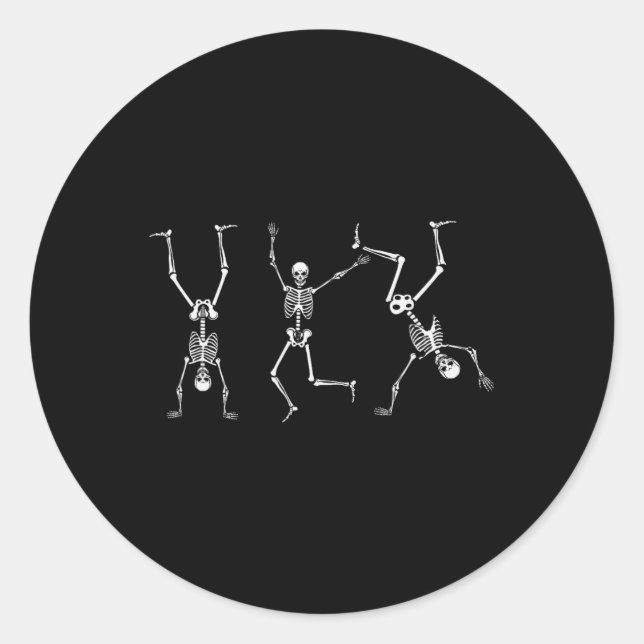 Sticker Rond Skeleton Dance Challenge Halloween effrayant Skele (Devant)