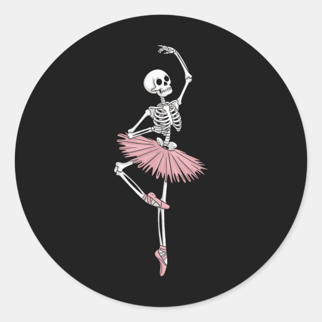 Sticker Rond Skeleton Dancing Ballet Amateurs Éffrayant Hallowe (Devant)