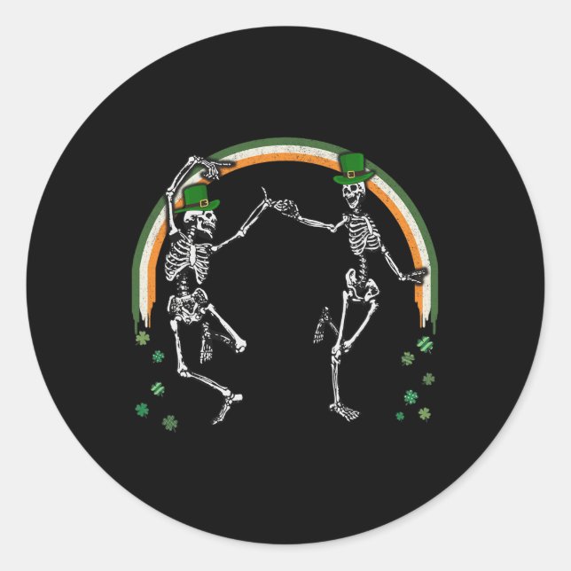 Sticker Rond Skeleton Dancing de St Patrick's Day (Devant)