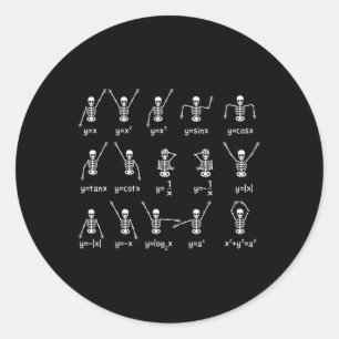 Sticker Rond Skeleton Danse Chiffres Équation Math Enseignant H