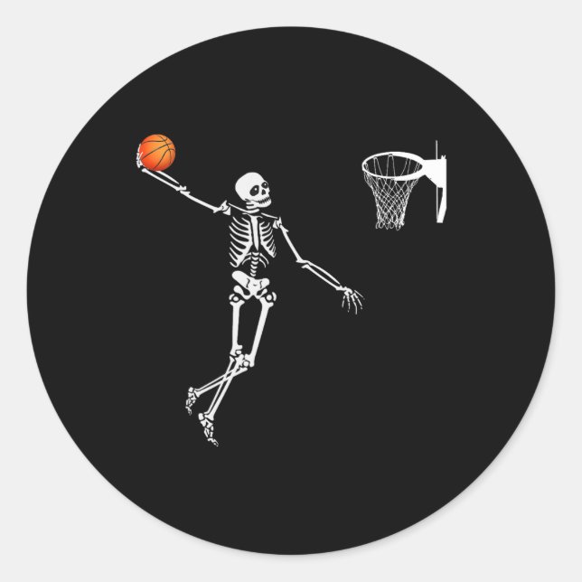 Sticker Rond Skeleton de basket Halloween Skeleto de danse Art- (Devant)