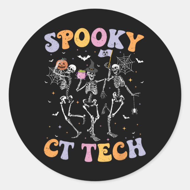 Sticker Rond Skeleton Éffrayant Ct Tech informatique Tomographi (Devant)