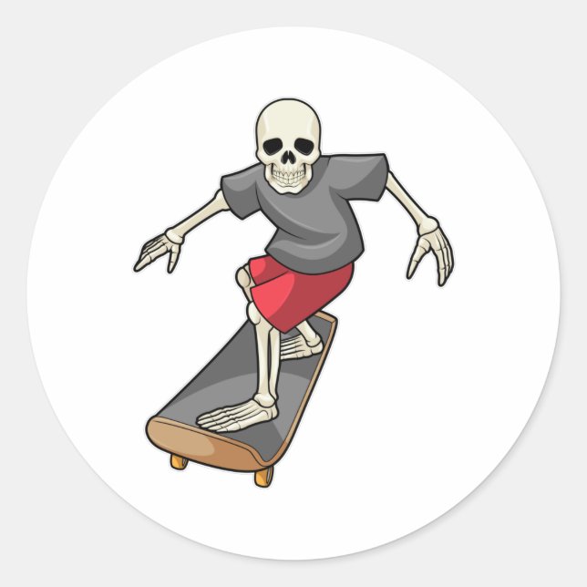 Sticker Rond Skeleton en skateboard (Devant)